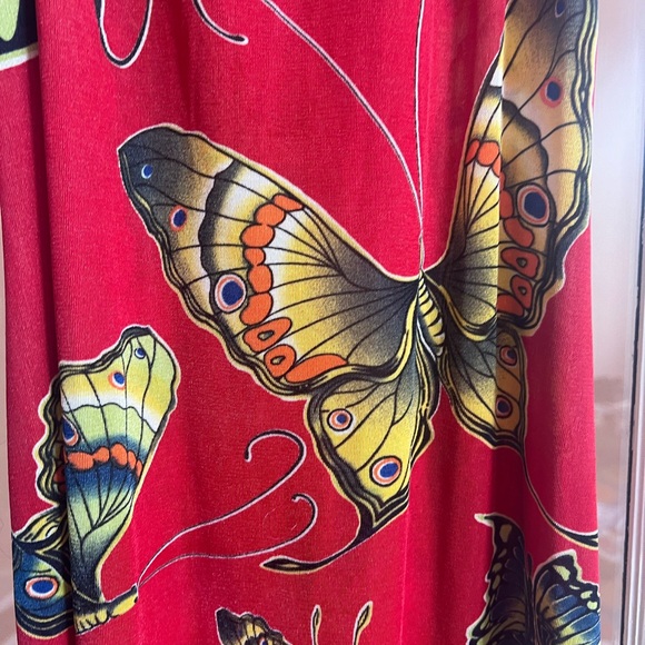 Vtg red maxi dress with butterfly - Picture 3 of 5